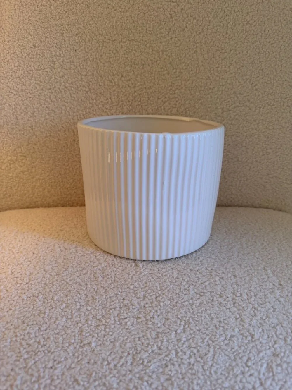 Fluted Ceramic Round Planter Pot